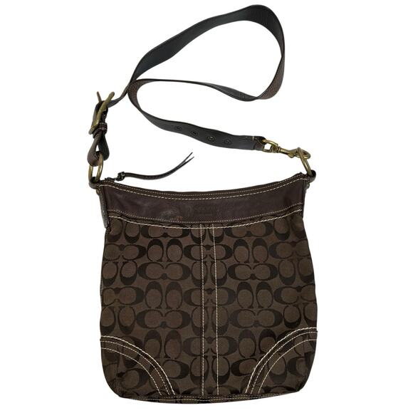 Vintage Y2K Coach Crossbody Shoulder Bag Brown Signature C Canvas E06U-10403 - Picture 1 of 16